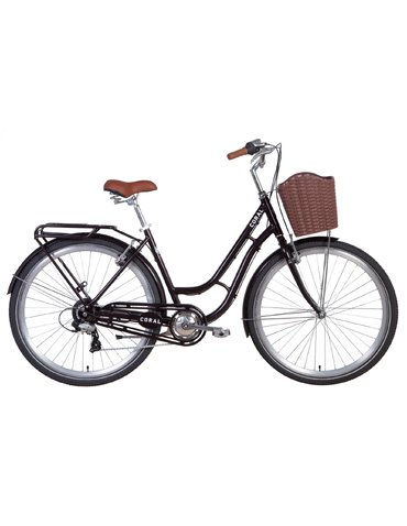 Велосипед Dorozhnik CORAL 28" бордовий 19"  2021 з багажником і корзиною (планет.)