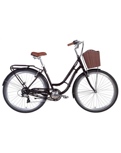 Велосипед Dorozhnik CORAL 28" бордовий 19"  2021 з багажником і корзиною (планет.)