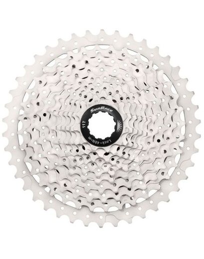Касета SunRace CSMS3 TAZ X, 10 швидкостей, 11-46Т, алюмінієвий  павук, Silver