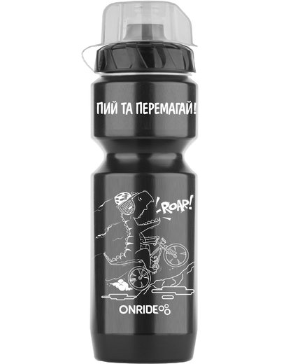 Фляга ONRIDE Dino 20 800 мл чорна/білий принт з ковпачком та мембраною