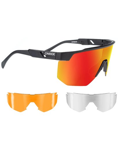 Окуляри ONRIDE Obsession матово чорні з лінзами димчасті Revo Red (17%); orange (51%); прозорі (100%)