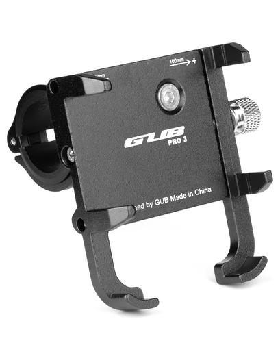 Тримач гаджета GUB PRO-3 на кермо алюмінієвий для PowerBank/телефонів у чохлах, чорний