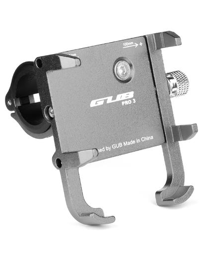 Тримач гаджета GUB PRO-3 на кермо алюмінієвий для PowerBank/телефонів у чохлах, титан