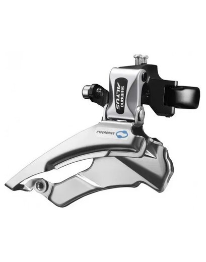 Перемикач перед. верхній хомут в+н/тяга max-48T под трубу 34,9мм (адаптер 31,8) срiблястий з чорним