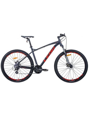 Велосипед Leon TN-90 AM DD 29" графітовий з червоним 20" 2021