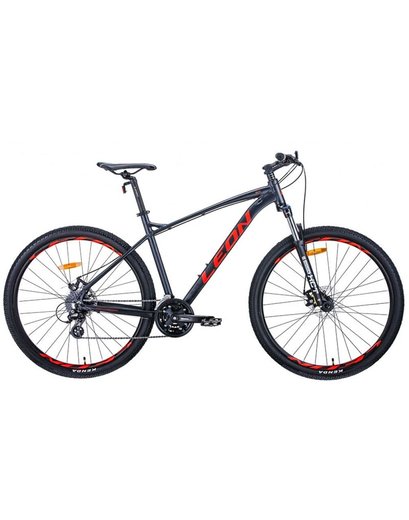 Велосипед Leon TN-90 AM DD 29" графітовий з червоним 20" 2021