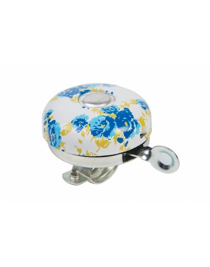 Дзвінок велосипедний VLT білий із синіми квітами 58mm