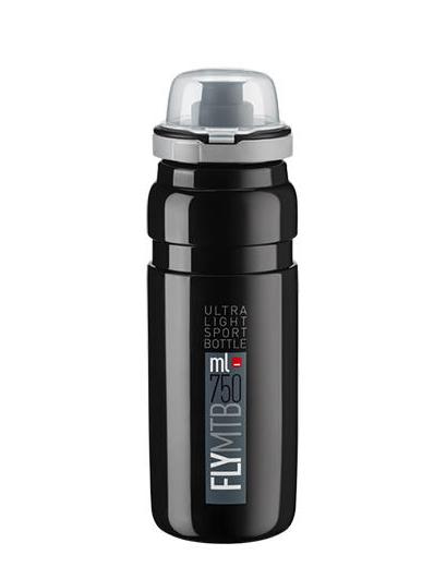 Фляга Elite FLY MTB з ковпачком чорний з сірим лого 750мл