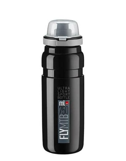 Фляга Elite FLY MTB з ковпачком чорний з сірим лого 750мл