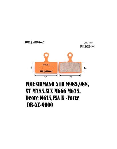 Колодки гальмiвнi полуметал пiд дисковi гальма RISK RK303-S Пiдходить пiд дисковi гальма Shimano