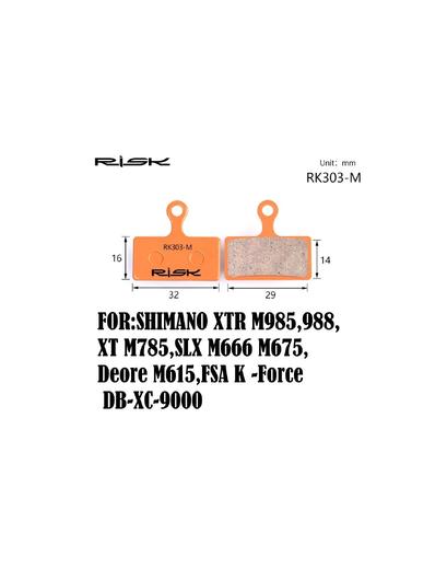 Колодки гальмiвнi полуметал пiд дисковi гальма RISK RK303-S Пiдходить пiд дисковi гальма Shimano