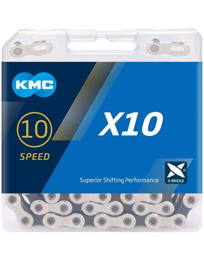 Ланцюг KMC X10 Silver/Black 10 швидкостей 122 ланки срібний/чорний + замок