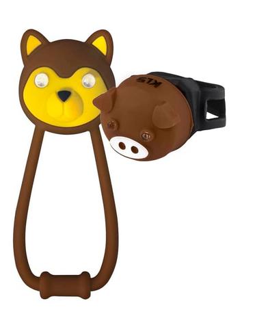 Мигалки дитячі KLS Animal набір (передня+задня) коричневий