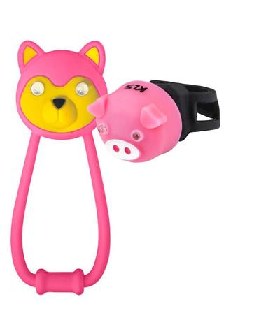 Мигалки дитячі KLS Animal набір (передня+задня) рожевий