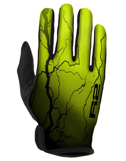 Рукавички R2 Flash чорний, неон ово-жовтий XXL з довгими пальцями