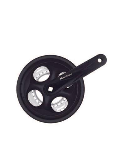 Шатуни SunRace FCM300 3 175 під квадрат, 175 мм, 48-38-28T, на 8/7шв., з захистом, чорний