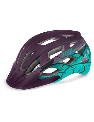 Шолом R2 LUMEN фіолетовий, синьо-ментоловий матовий M: 56-58 cm. З блимавкою USB