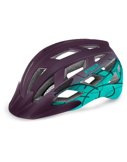 Шолом R2 Lumen Junior фіолетовий, синьо-ментоловий матовий S: 52-55 cm. З блимавкою USB