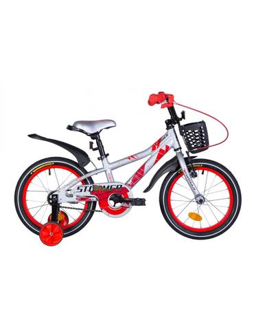 Велосипед  Formula STORMER 16" сріблясто-червоний  8,5" з кошиком 2021