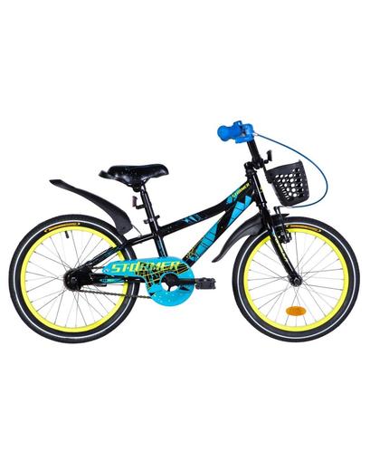 Велосипед Formula STORMER 20" чорно-синій з жовтим 10" з кошиком  2021