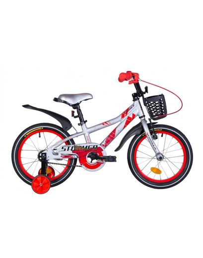 Велосипед FORMULA STORMER  сріблясто-червоний з кошиком 16"