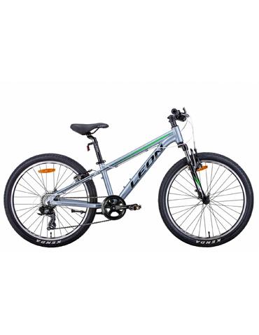 Велосипед Leon JUNIOR AM Vbr 24" сріблясто-чорний з зеленим 12"