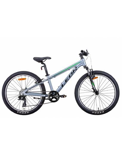 Велосипед Leon JUNIOR AM Vbr 24" сріблясто-чорний з зеленим 12"
