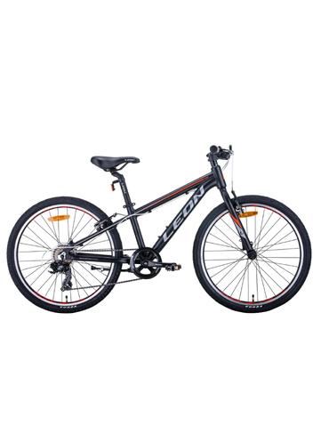 Велосипед Leon JUNIOR Vbr 24" антрацитовий з червоним 12" 2021