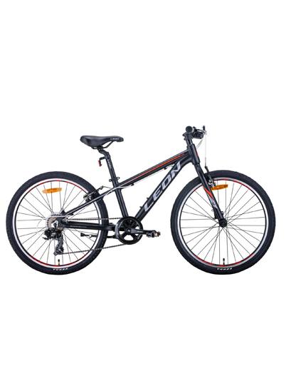 Велосипед Leon JUNIOR Vbr 24" антрацитовий з червоним 12" 2021