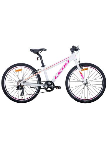 Велосипед Leon JUNIOR Vbr 24" біло-малиновий з помаранчевим 12" 2021