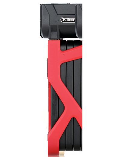Велозамок ETOOK ET590 фолдінговий чорний/червоний