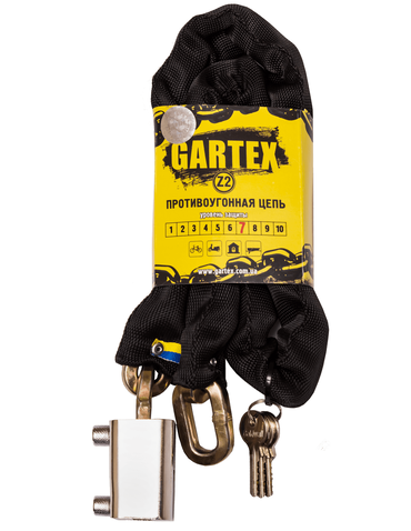 Велозамок Gartex S2 ланцюговий 1500 мм чорний 002