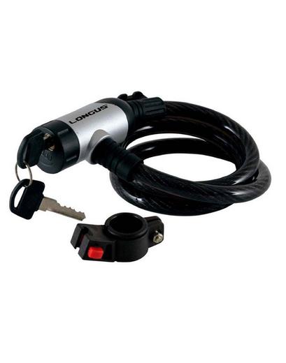 Велозамок Longus тросовий 12x900 мм з кріпленням сріблястий