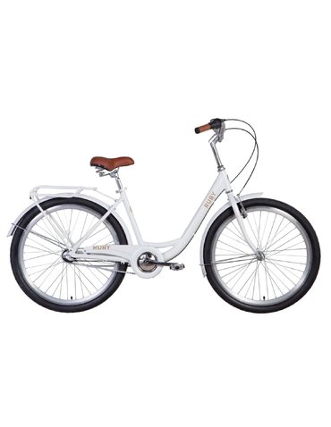 Велосипед Dorozhnik RUBY 26" білий 17" М  з багажником 2021 планет.