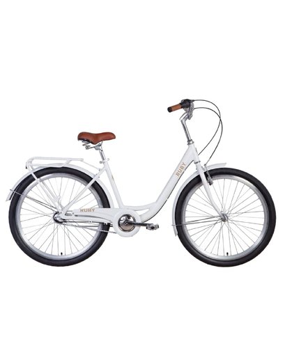 Велосипед Dorozhnik RUBY 26" білий 17" М  з багажником 2021 планет.