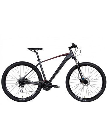 Велосипед AL 29" Leon TN-80 AM Hydraulic lock out HDD  рама-19" графітовий з червоним та чорним 2022