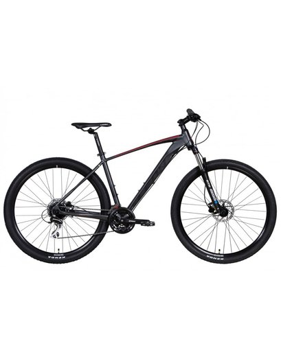 Велосипед AL 29" Leon TN-80 AM Hydraulic lock out HDD  рама-19" графітовий з червоним та чорним 2022