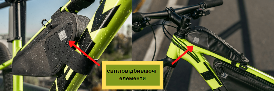 світловідбиваючі елементи на велосипедних сумках sahoo